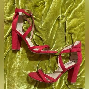 Red velvet heels